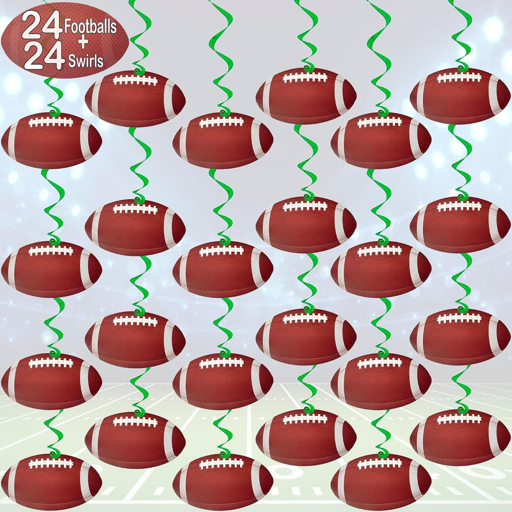 48pc Football Hanging Swirls Decorations 24 Sets Game Day Tailgate Party Decor
