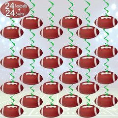 48pc Football Hanging Swirls Decorations 24 Sets Game Day Tailgate Party Decor