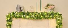 2Pcs Eucalyptus Garland with Lights, Greenery Garland, Green Garland with