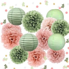 Sage Green And Pink Party Decorations For Baby Bridal Shower Wedding Birthday Su