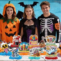 Ghosts and Pumpkins: 9Pcs Summer Halloween Table Centerpieces for Fun Parties