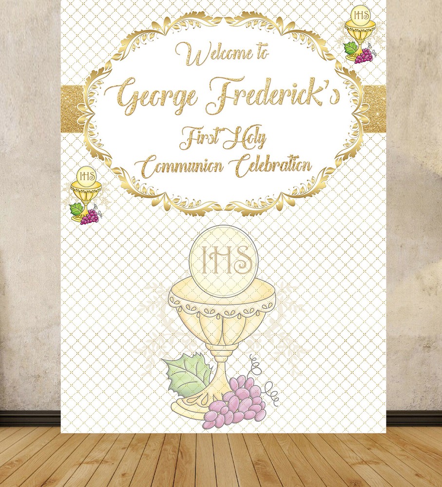 Christening Baptism Holy Communion Carousel Backdrop Scene Setter Print Graphic