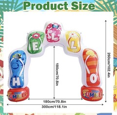 8FT Inflatable Summer Flip Flop Pool Party’s Arch, Luau Hawaiian Tropical Beach