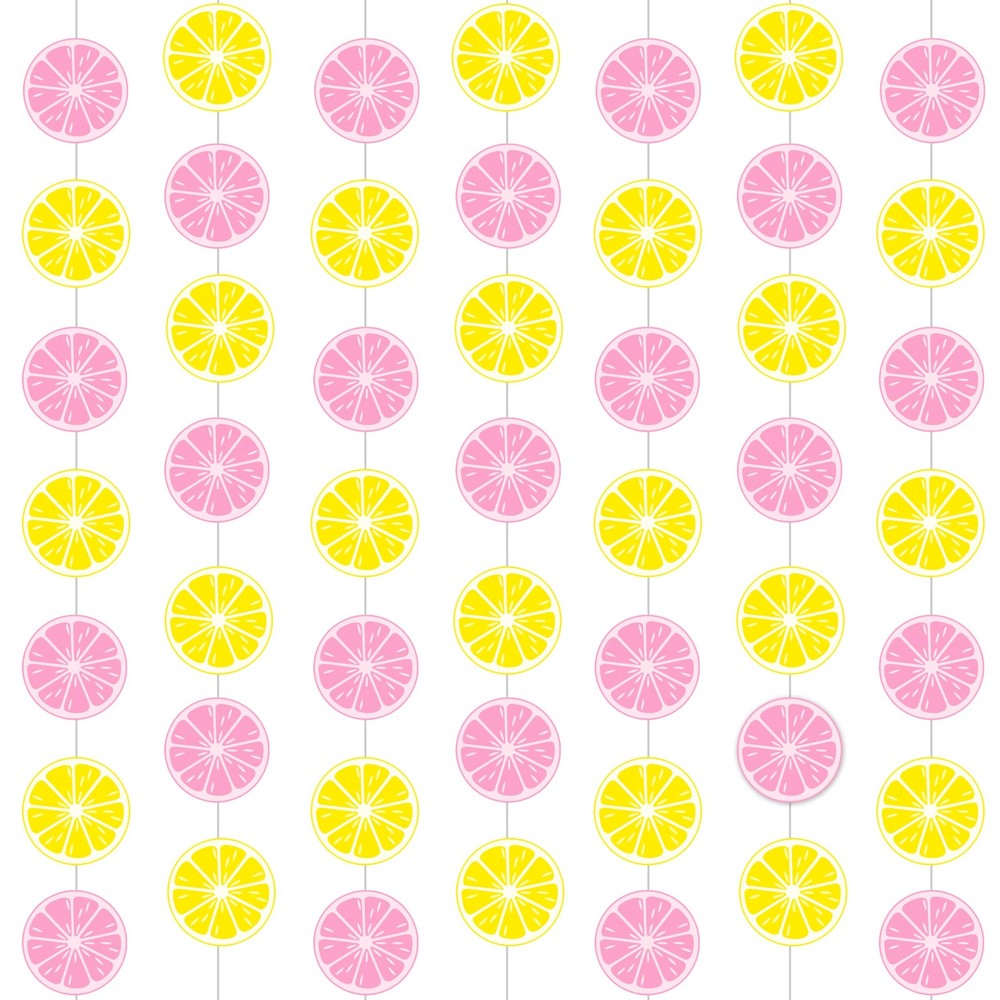 8pcs Lemon Theme Hanging Garlands Pink and Yellow Lemon Party Decorations Sum…