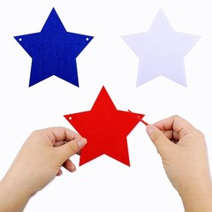 FAZHBARY 2 Pack Felt Star Garland Red White Blue Banner