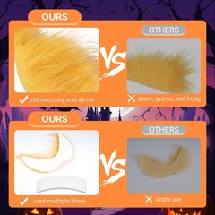 2 PCS Yellow Mustache and Eyebrows with Spare Tape, 2 Novelty Realistic Yellow F
