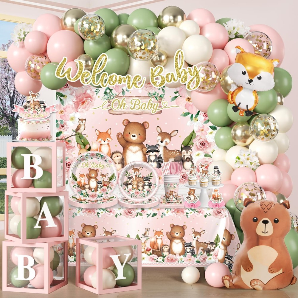 Fexivo Woodland Baby Shower Decorations Girl 25 Guests