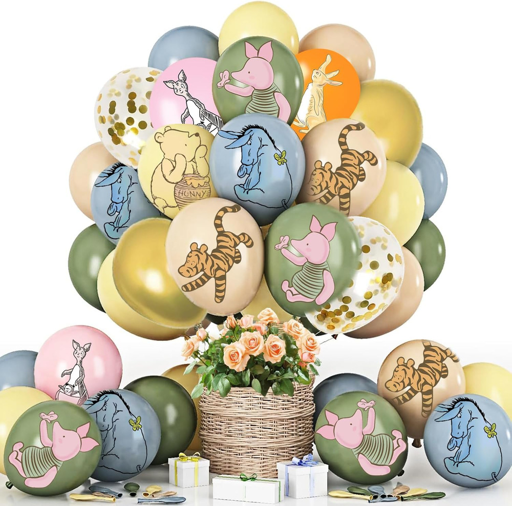 48PCS 12Inches Winnie Balloons for the Pooh Baby Shower Decorations，Winnie Ballo