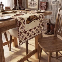 Cowboy Hat Patterned Table Runner – 72″L Western Style for Home & Parties