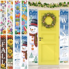 8 Pcs Seasonal Door Banner Hello Winter Christmas Banner Spring Summer Fall W…