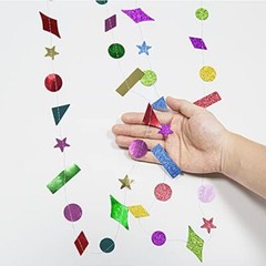 Glitter Colorful Confetti Garlands Hanging Rainbow Star Backdrop Fiesta Party…