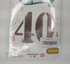 40th Birthday Pink Mylar Foil Balloon Number 40 Party Supplies