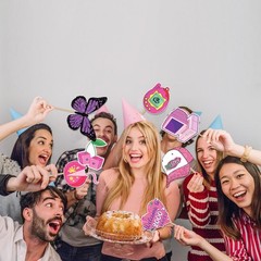 Y2K & 2000s Party Decorations Photo Booth Props Kit, Pink & Purple, Cardboard…