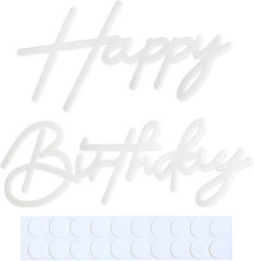 White Happy Birthday Sign for Backdrop – Felt Happy Birthday Letters for Balloon