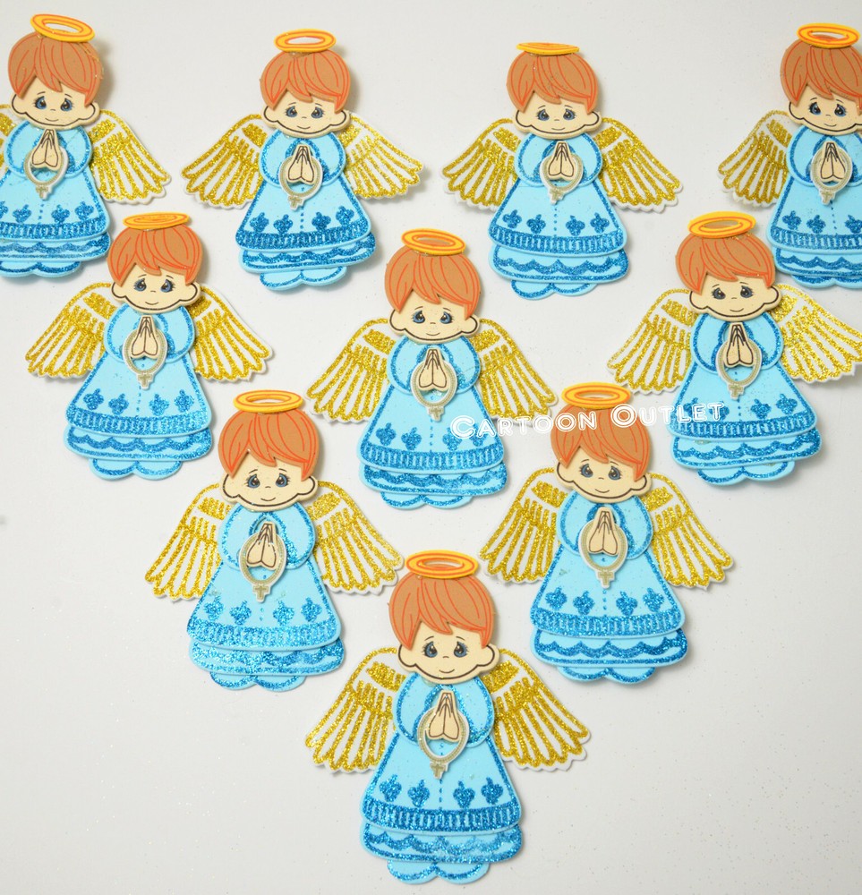 10 Blue Angel Boy Foam Favors Baptism Bautizo Comunion Recuerdos Nino Communion