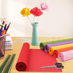 42 PCS Crepe Paper Flower Kit Roll Floral Tape Iron Wire Wedding Craft DIY