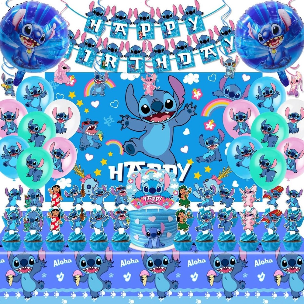 Stitch Birthday Party Supplies 103 Pc Set Decorations Kit
