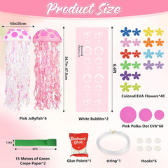 110 Pcs Cartoon Sponge Party Decorations,6 Pack Pink Hanging Jellyfish Paper Lan