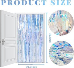 10 Pack Iridescent Backdrop Party Decorations Tinsel Curtain Party Backdrop F…
