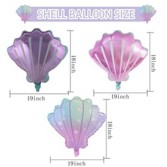 Shell Foil Balloon Sea Mylar Balloons for Baby Shower Ocean Themed Party Deco…