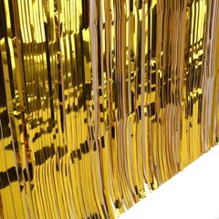Yopay 4 Pack Metallic Foil Fringe Table Skirt, Gold Shiny 108 X 29 inch,