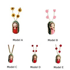 Mary Car Charm Yarn Bead Statue For Christmas Resin Figurine Hangs From Mirror