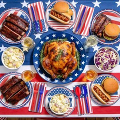 4thJuly Anniversary Party Supplies Set Disposable Tableware for Independence Day
