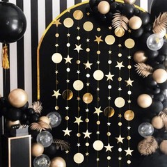 Gold Party Decoration Gold Star Circle Dot Hanging Garland Hanging Streamer D…