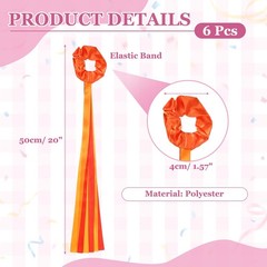 Rainbow Dance Ribbons, Wrist Streamers 6 Pcs & Orange & Red