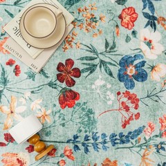 PureCozy Floral Runner Rug 2×7 Washable 2′ x 7′ (Runner), Classic Green