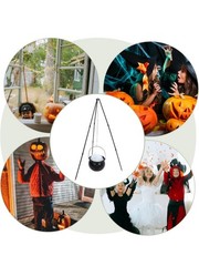 Witch Jar Ornaments Halloween Decoration Cauldron Tripod Bowl Glowing Effect