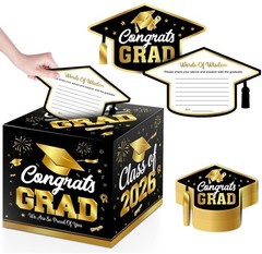 Graduation Card Box, 51Pcs Grad Party Decorations with 50Pcs Graduation Cap Advi
