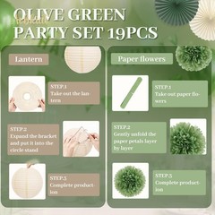Sage Green Party Decorations Kit – Birthday, Baby Shower, Bridal Shower, Boho We