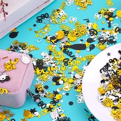 3000 Pieces Glitter 80th Birthday Confetti Black Gold & Silver Table Decor