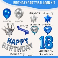 Happy Birthday for him Decorations with Metal Blue Silver Happy Birthday Star…