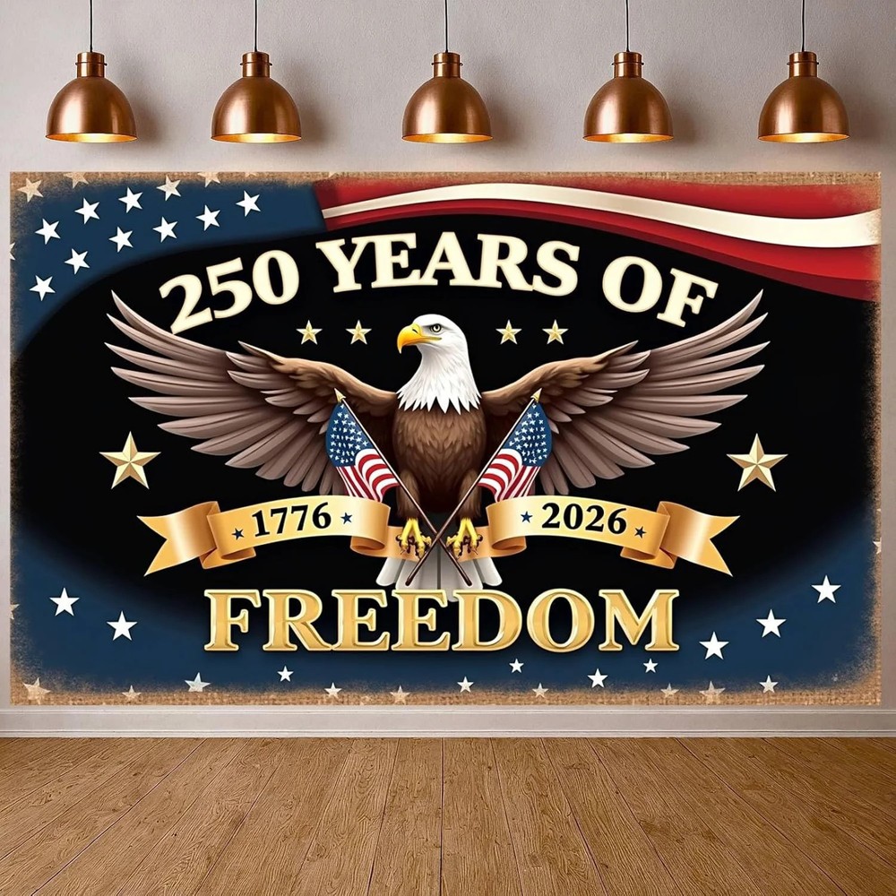4th of July Banner Decorations America 250th Anniversary Independence Day Backdr