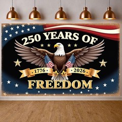 4th of July Banner Decorations America 250th Anniversary Independence Day Backdr