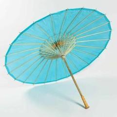 BULK PACK (6) 32″ Water Blue Paper Parasol Umbrellas with Elegant Handles