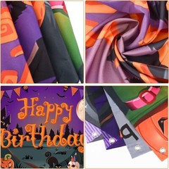 Halloween Happy Birthday Banner, Pumpkin Birthday Party Decorations w background