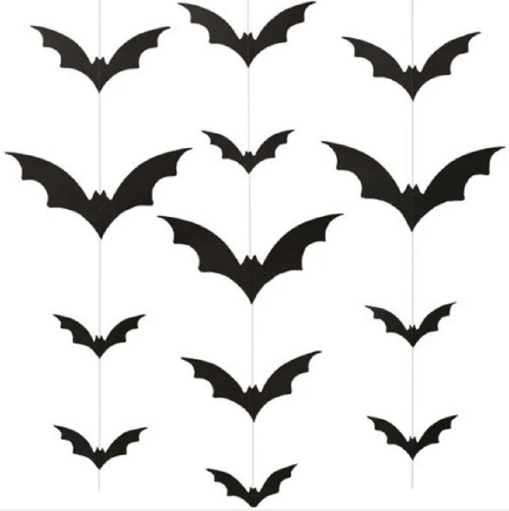 Black Bat Backdrop Party Decoration – 6 x 2m Hanging Bat Strands