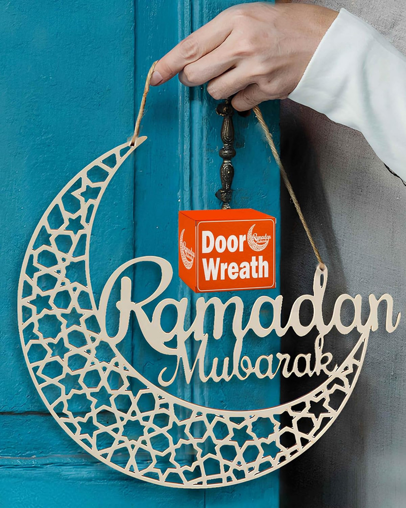 Ramadan Door Wreath 12in Ramadan Mubarak Door Sign Islamic Home Decor