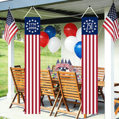 250th Anniversary Patriotic Flag Banner Set 1776-2026 Porch Decor 2 Pack