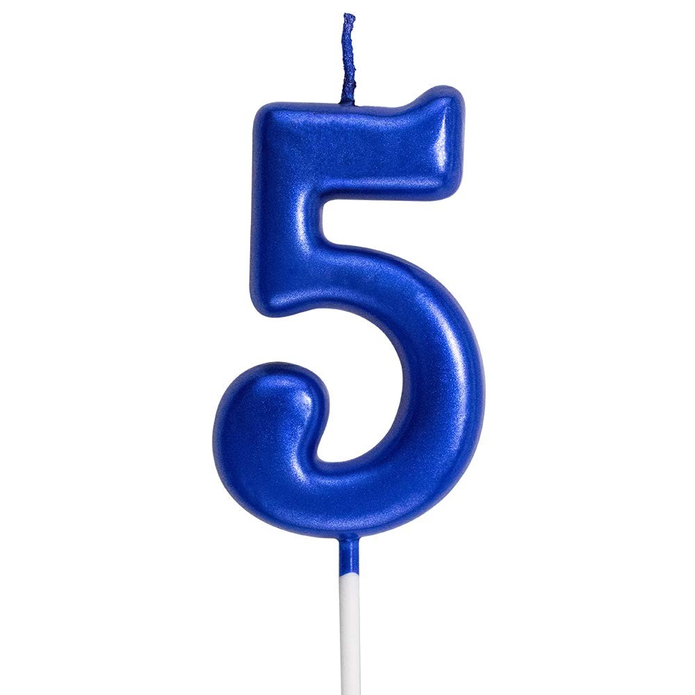 Blue Birthday Candles 5 Candle 5th Five Years Cake Bady Roman Number 5,