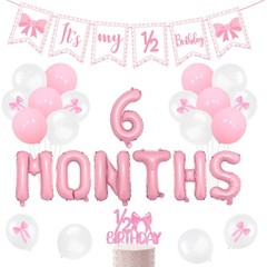 Half Decorations – Pink Gingham Banner Bow, Balloons, Cake Topper for Girls 6…