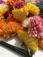 Fake Artificial Marigolds & Stems Flowers Baby Shower Party Wedding EB1D24