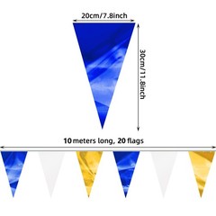 130FT Navy-Blue White Gold Glitter Triangle Pennant Banner Flag Metallic Bunt…