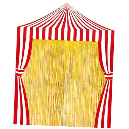 5 Pcs Carnival Circus Party Decorations Set Red White Circus Tent with Gold