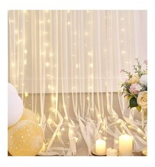 LED USB Curtain String Lights Backdrop, Warm White, Party Birthday Wedding