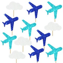 Glitter Airplane Party Centerpiece Sticks 12 PCS Table Toppers Aviator Decor