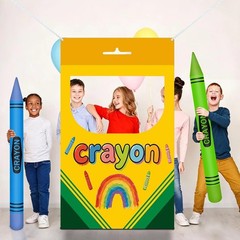 Back to School Crayon Box Photo Backdrop & Balloon Set – Perfect for Photos